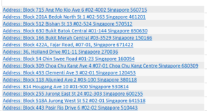 extract postal codes from these addresses